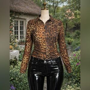 Vintage Buffalo David Bitton Semi Sheer Animal Print Blouse